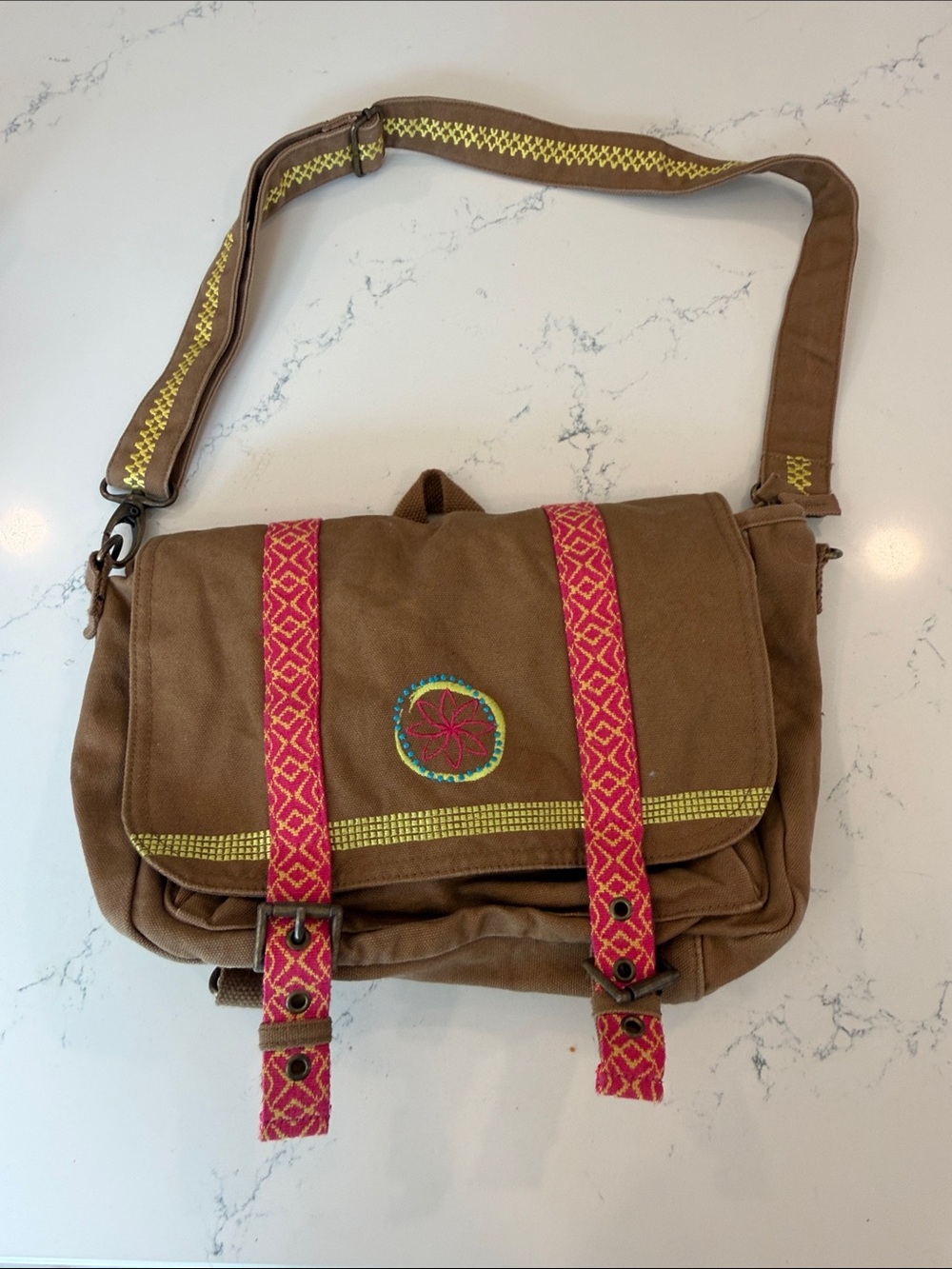 American Girl Brown Canvas Crossbody Messenger Bag